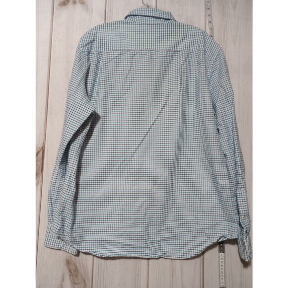 American Eagle Shirt Mens Large Blue‎ White Plaid Button Down Classic Fit Cotton - Picture 4 of 8